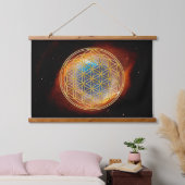 BLUME von LIFE - Sacred Geometrie Golden Style Wandteppich Mit Holzrahmen (Schlafzimmer)