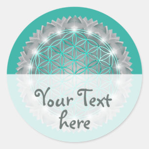 BLUME von LIFE - Sacred Geometrie Light 2 Runder Aufkleber