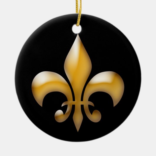 Blume von Lis Black and Gold Christmas Keramik Ornament (Vorne)