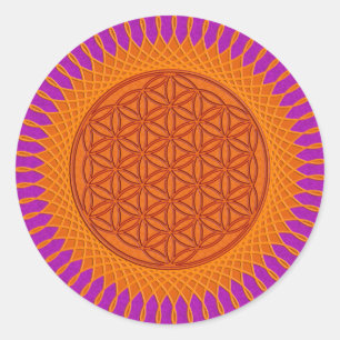 Blume von Live / sonniges Design   Magenta-Spritze Runder Aufkleber