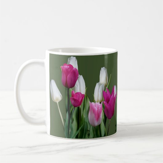 Blume von Lizzie white pink tulip Kaffeetasse (Links)