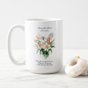 Blume von Narcissus mit dem Floralvogel im Dezembe Kaffeetasse