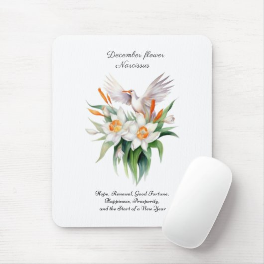 Blume von Narcissus mit dem Floralvogel im Dezembe Mousepad (Mit Mouse)