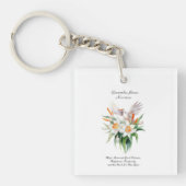 Blume von Narcissus mit dem Floralvogel im Dezembe Schlüsselanhänger (Vorderseite)