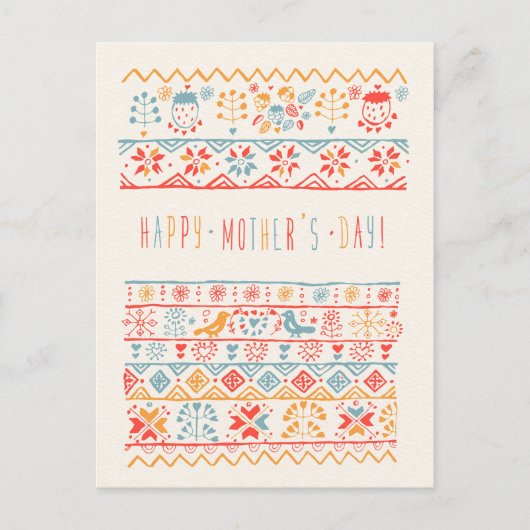 Blume von niedlichen handgezogenen Vögeln glücklic Postkarte (Vorderseite)