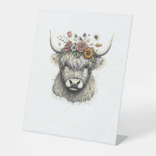 Blume von niedlichen Kühen Hand Illustration Farm Sockelschild