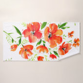 Blume von Orangenmohn mit Wasserfarbe Badehandtuch (Badehandtuch)