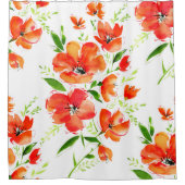 Blume von Orangenmohn mit Wasserfarbe Duschvorhang (Vorderseite)