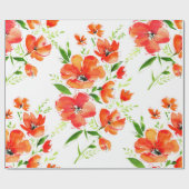 Blume von Orangenmohn mit Wasserfarbe Geschenkpapier (Flach)