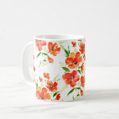 Blume von Orangenmohn mit Wasserfarbe Kaffeetasse (Vorderseite Links)