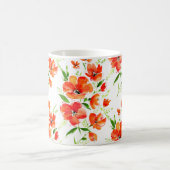 Blume von Orangenmohn mit Wasserfarbe Kaffeetasse (Mittel)