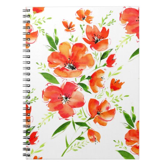 Blume von Orangenmohn mit Wasserfarbe Notizblock (Vorderseite)