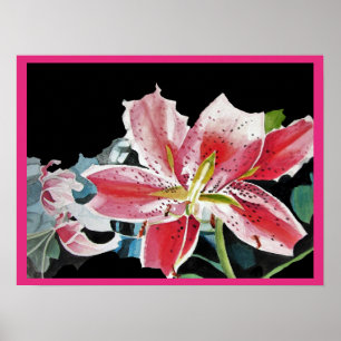 Blume von Red Lily Watercolor Poster