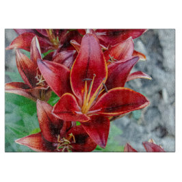 Blume von Red Stargazer Lily, kanadische Fotografi Schneidebrett