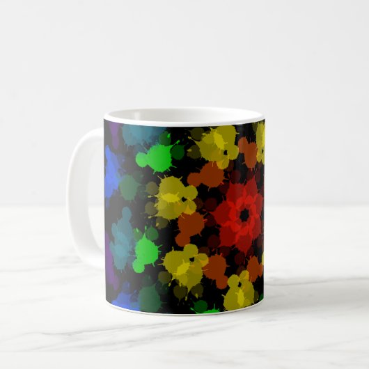 Blume von Regenbogenfarben Kaffeetasse (Vorderseite Links)