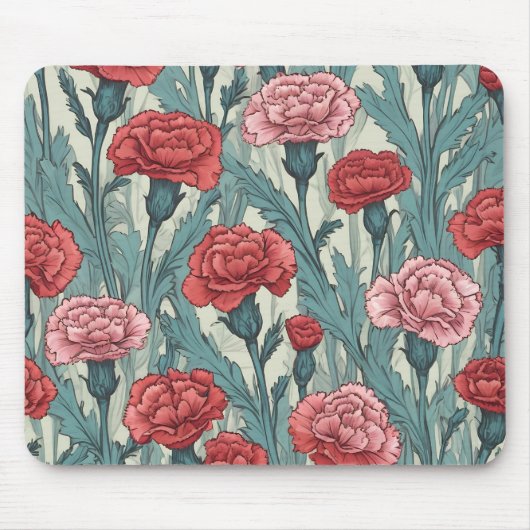 Blume von rosa Nelken Mousepad (Vorne)