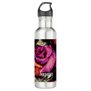 Blume von rote Rosen Edelstahlflasche