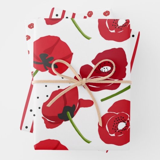 Blume von Rotem Mohn und Koordinierung Geschenkpapier Set (Beispiel)