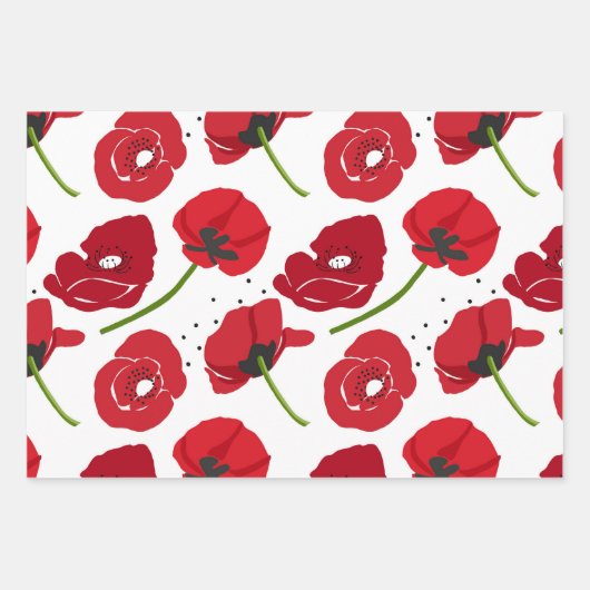 Blume von Rotem Mohn und Koordinierung Geschenkpapier Set (Vorderseite)