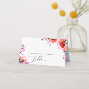 Blume von roten Mohnblüten. Hochzeit mit Blumen Platzkarte