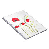 Blume von roten, rustikalen Mohn Notizblock (Rechte Seite)