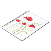 Blume von roten, rustikalen Mohn Notizblock (Linke Seite)