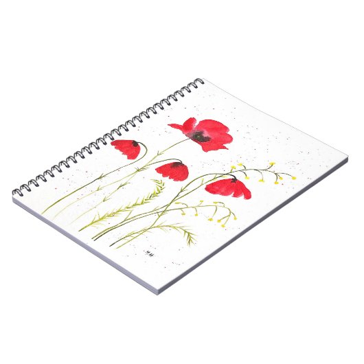 Blume von roten, rustikalen Mohn Notizblock (Linke Seite)