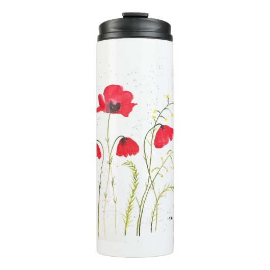 Blume von roten, rustikalen Mohn Thermosbecher (Vorderseite)
