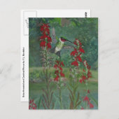 Blume von Ruby-throat und Kardinal Postkarte (Vorne/Hinten)