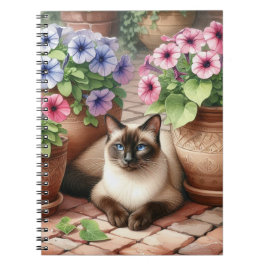 Blume von Siamese Cat und Petunia Notizblock