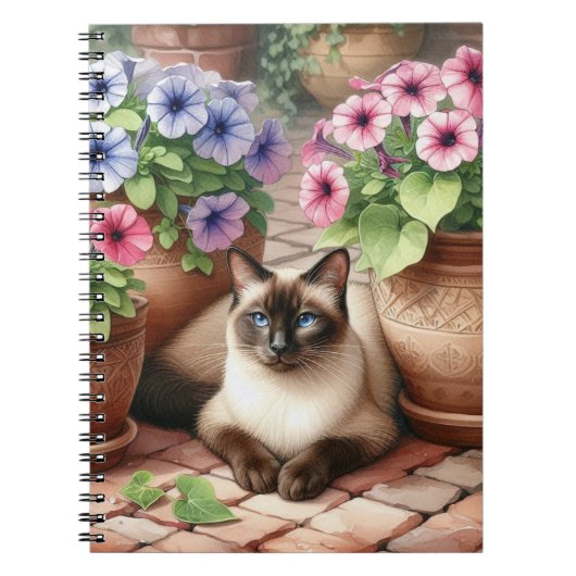 Blume von Siamese Cat und Petunia Notizblock (Vorderseite)