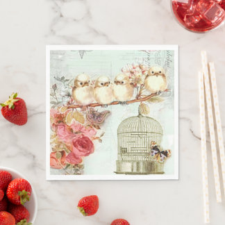 Blume von Vintagen Vogelkäfigen auf Branntpapier Serviette