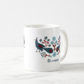 Blume von Vögeln Boho Design CUSTOMISIERT Kaffeetasse (VorderseiteRechts)