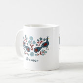 Blume von Vögeln Boho Design CUSTOMISIERT Kaffeetasse (Vorderseite Links)