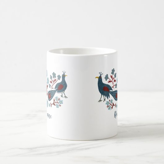 Blume von Vögeln Boho Design CUSTOMISIERT Kaffeetasse (Mittel)
