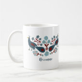 Blume von Vögeln Boho Design CUSTOMISIERT Kaffeetasse (Links)