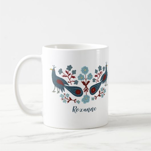 Blume von Vögeln Boho Design CUSTOMISIERT Kaffeetasse (Links)