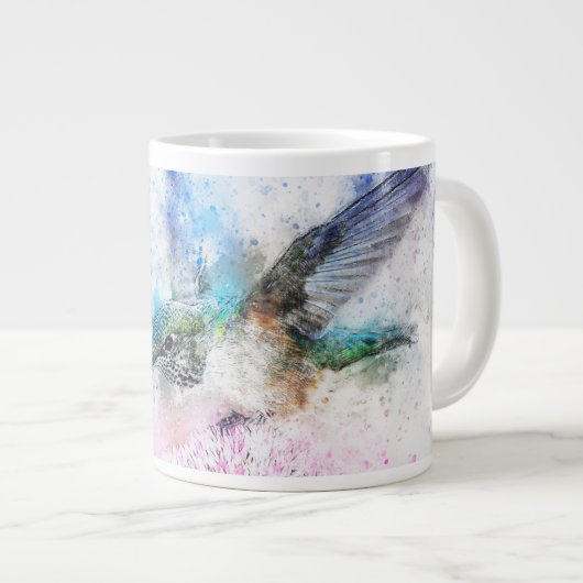 Blume von Vögeln Jumbo-Tasse (Vorderseite Rechts)
