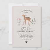 Blume von Waldland Fawn zum Geburtstag Einladung (Vorderseite)