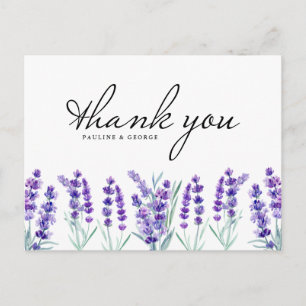 Blume von Watercolor Lavender Hochzeit Vielen Dank Postkarte