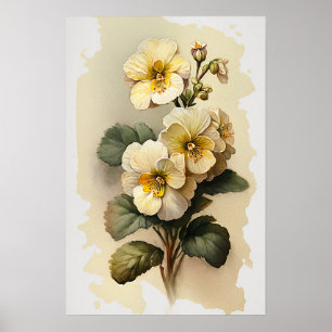 Blume von White Primrose Art Print Poster