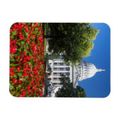 Blume vor Staat Hauptstadt Gebäude Magnet (Horizontal)