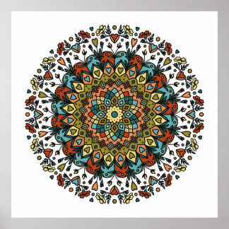 Blume wachsen aus dem Herzen Mandalas Poster