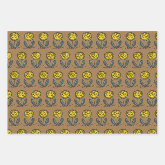 Blume-Wahnsinn künstlerisch und hell verpackt Papi Geschenkpapier Set (Vorderseite 3)