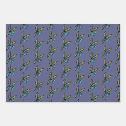 Blume-Wahnsinn künstlerisch und hell verpackt Papi Geschenkpapier Set (Vorderseite)