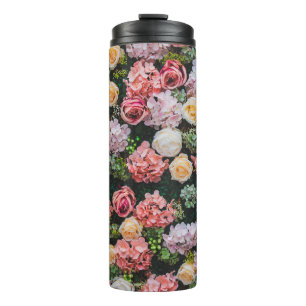 Blume Wand Hintergrund Vintager Stil. Thermosbecher