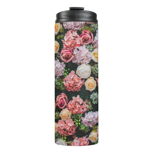 Blume Wand Hintergrund Vintager Stil. Thermosbecher (Vorderseite)