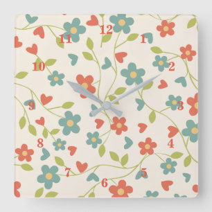 Blume Wandleuchte Quadratische Wanduhr