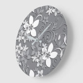 Blume-Wandpapier 2 Große Wanduhr (Winkel)