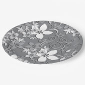 Blume-Wandpapier 2 Pappteller (Schrägansicht)